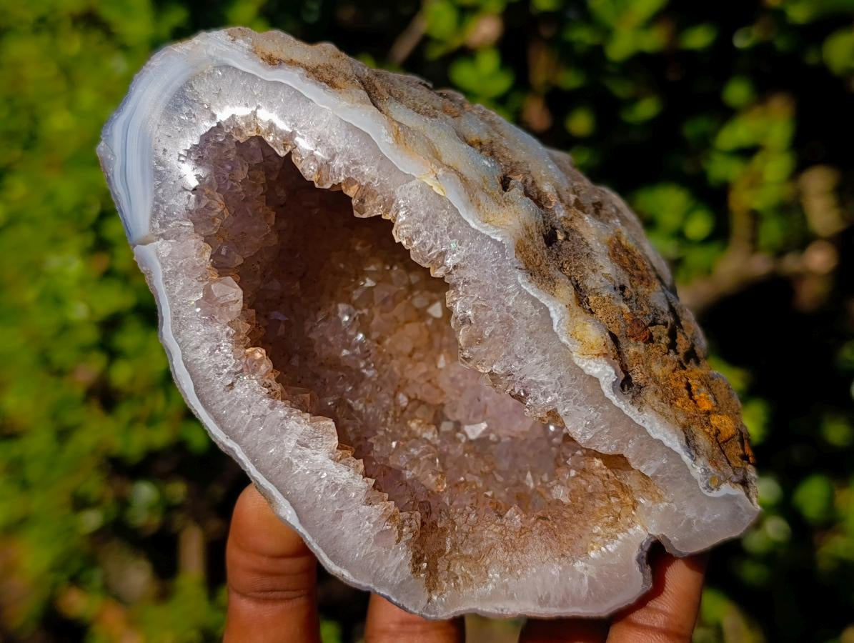 Polished Agate Geode with Crystal Quartz Centre x 1 From Maintirano, Madagascar