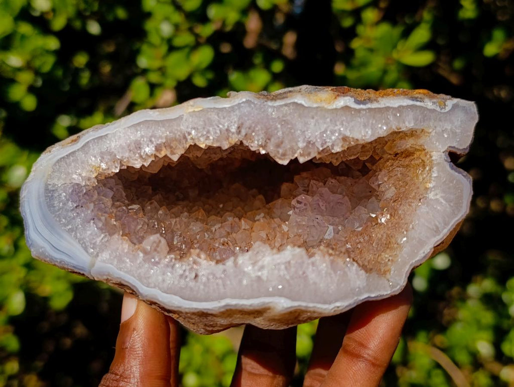 Polished Agate Geode with Crystal Quartz Centre x 1 From Maintirano, Madagascar
