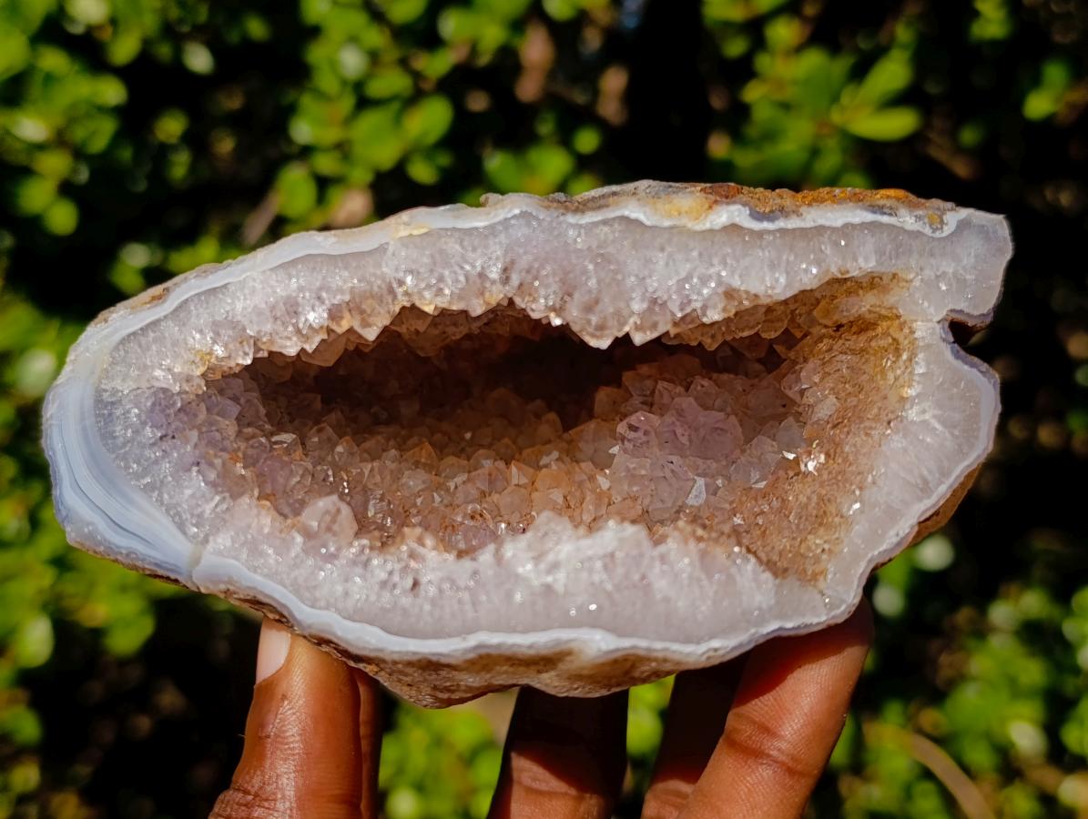 Polished Agate Geode with Crystal Quartz Centre x 1 From Maintirano, Madagascar