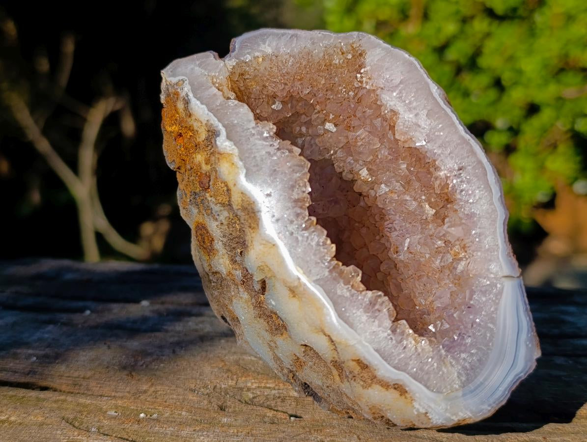 Polished Agate Geode with Crystal Quartz Centre x 1 From Maintirano, Madagascar