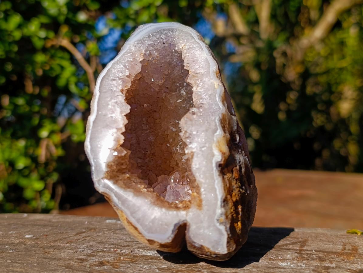 Polished Agate Geode with Crystal Quartz Centre x 1 From Maintirano, Madagascar