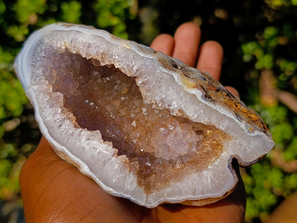 Polished Agate Geode with Crystal Quartz Centre x 1 From Maintirano, Madagascar
