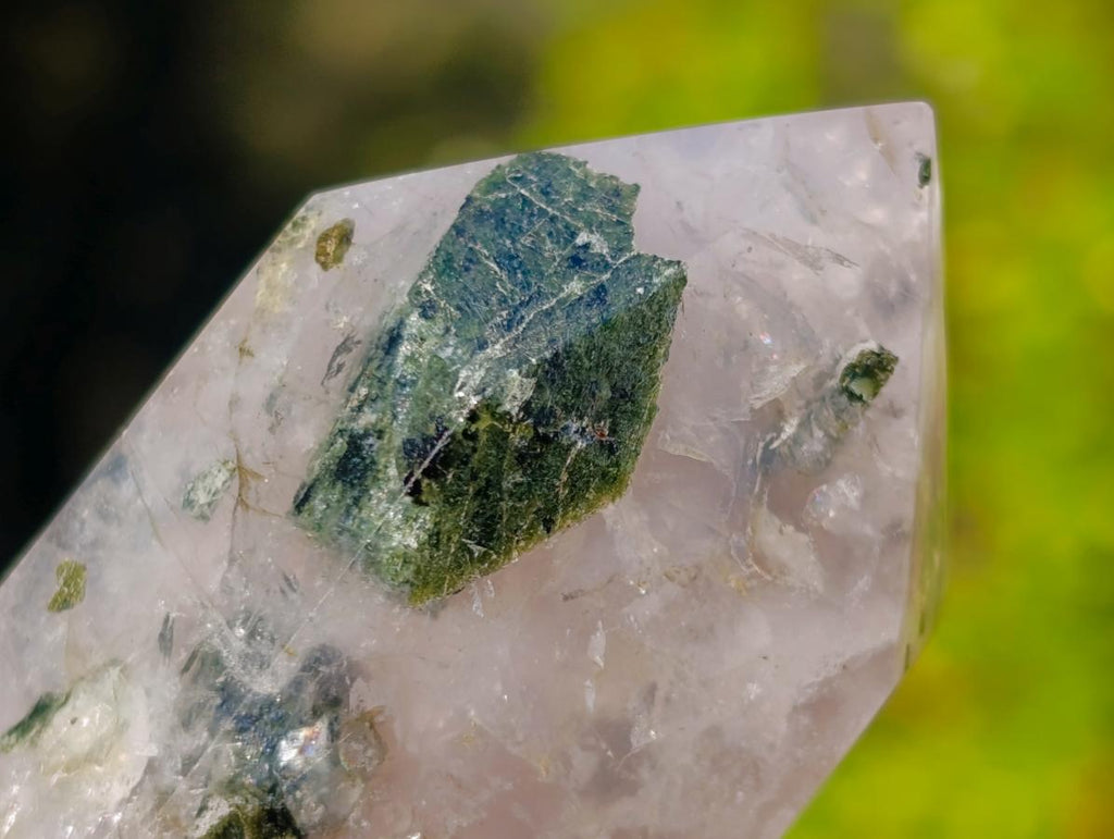 Polished Girasol Display Crystal with Epidote x 1 From Ambatondrazaka, Madagascar