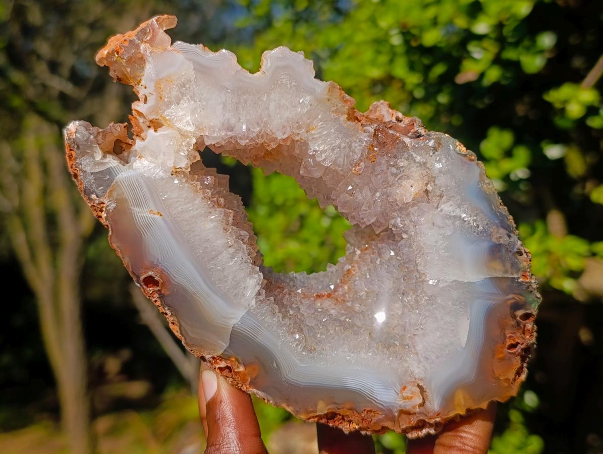 Polished Holy Agate with Crystalline Centre x 1 From Maintirano, Madagascar