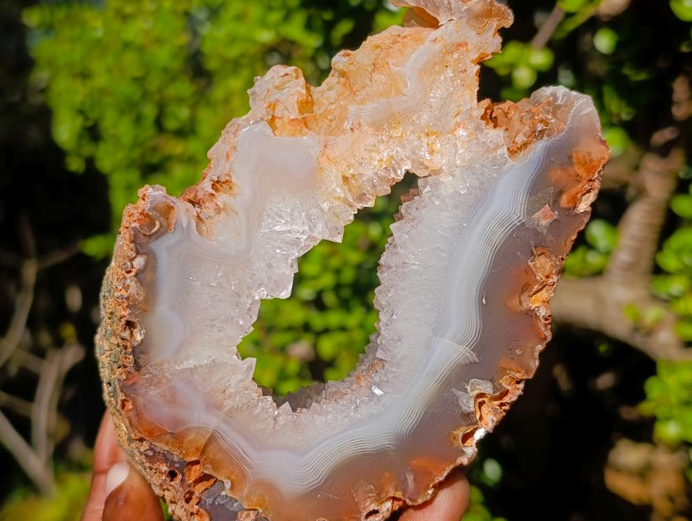 Polished Holy Agate with Crystalline Centre x 1 From Maintirano, Madagascar