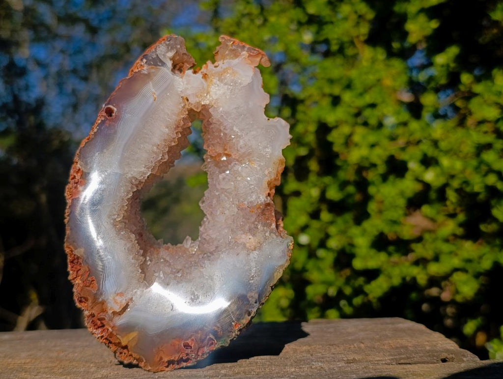 Polished Holy Agate with Crystalline Centre x 1 From Maintirano, Madagascar