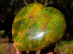 Polished Large Bright Green Opal Heart x 1 From Betroka, Madagascar