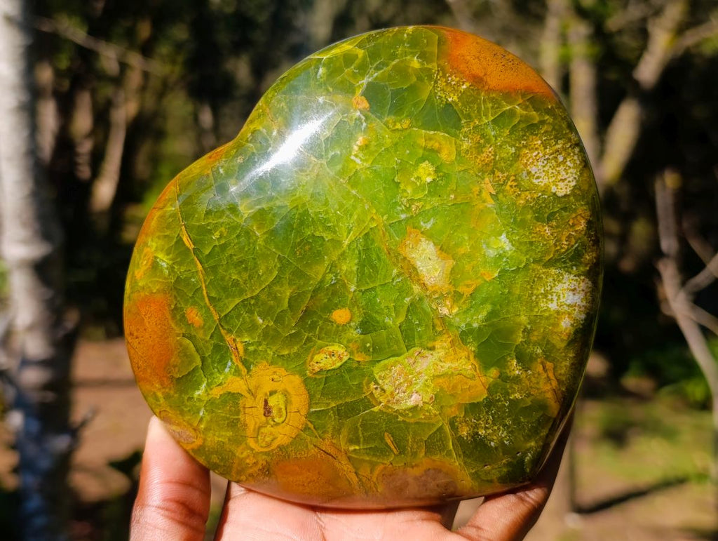 Polished Large Bright Green Opal Heart x 1 From Betroka, Madagascar