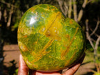 Polished Large Bright Green Opal Heart x 1 From Betroka, Madagascar