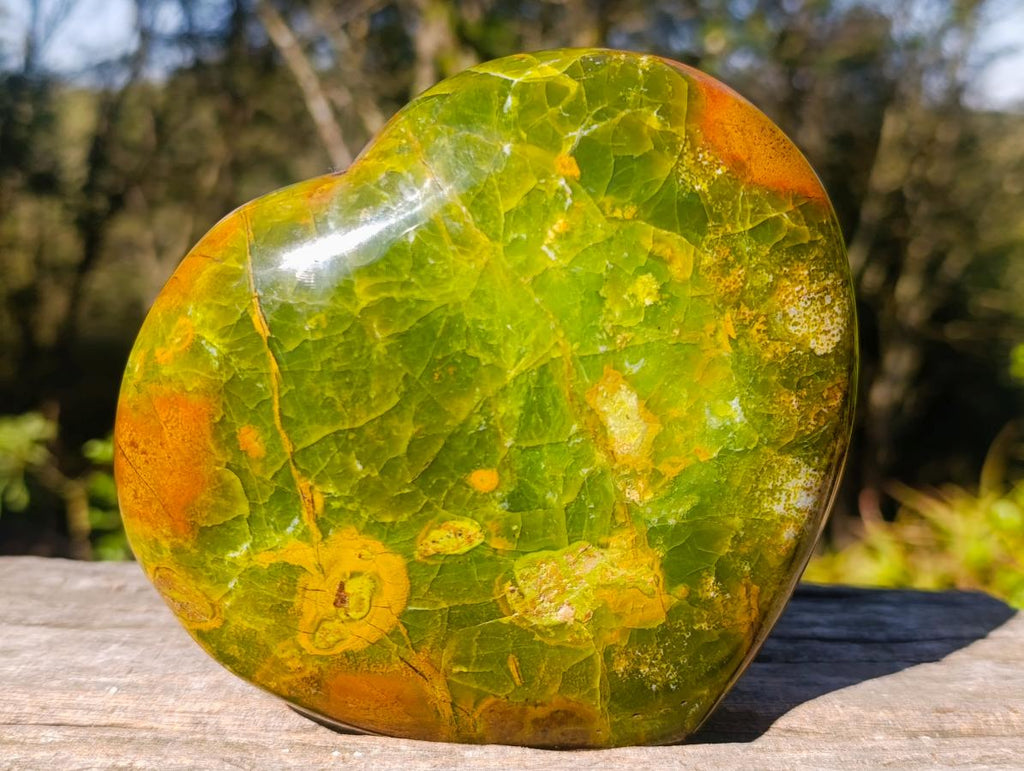 Polished Large Bright Green Opal Heart x 1 From Betroka, Madagascar