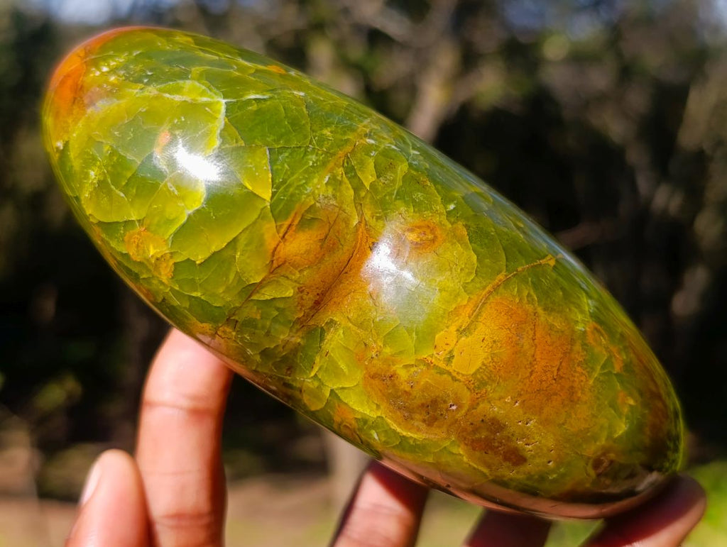 Polished Large Bright Green Opal Heart x 1 From Betroka, Madagascar