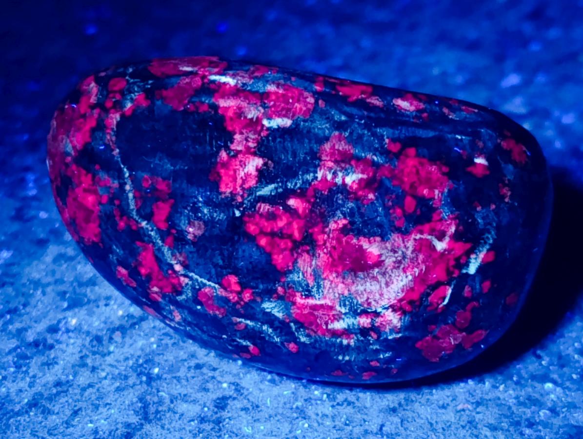 Polished Red Fluorescent Ruby Corundum in Chrome Green Verdite Free Form x 1 From Zimbabwe