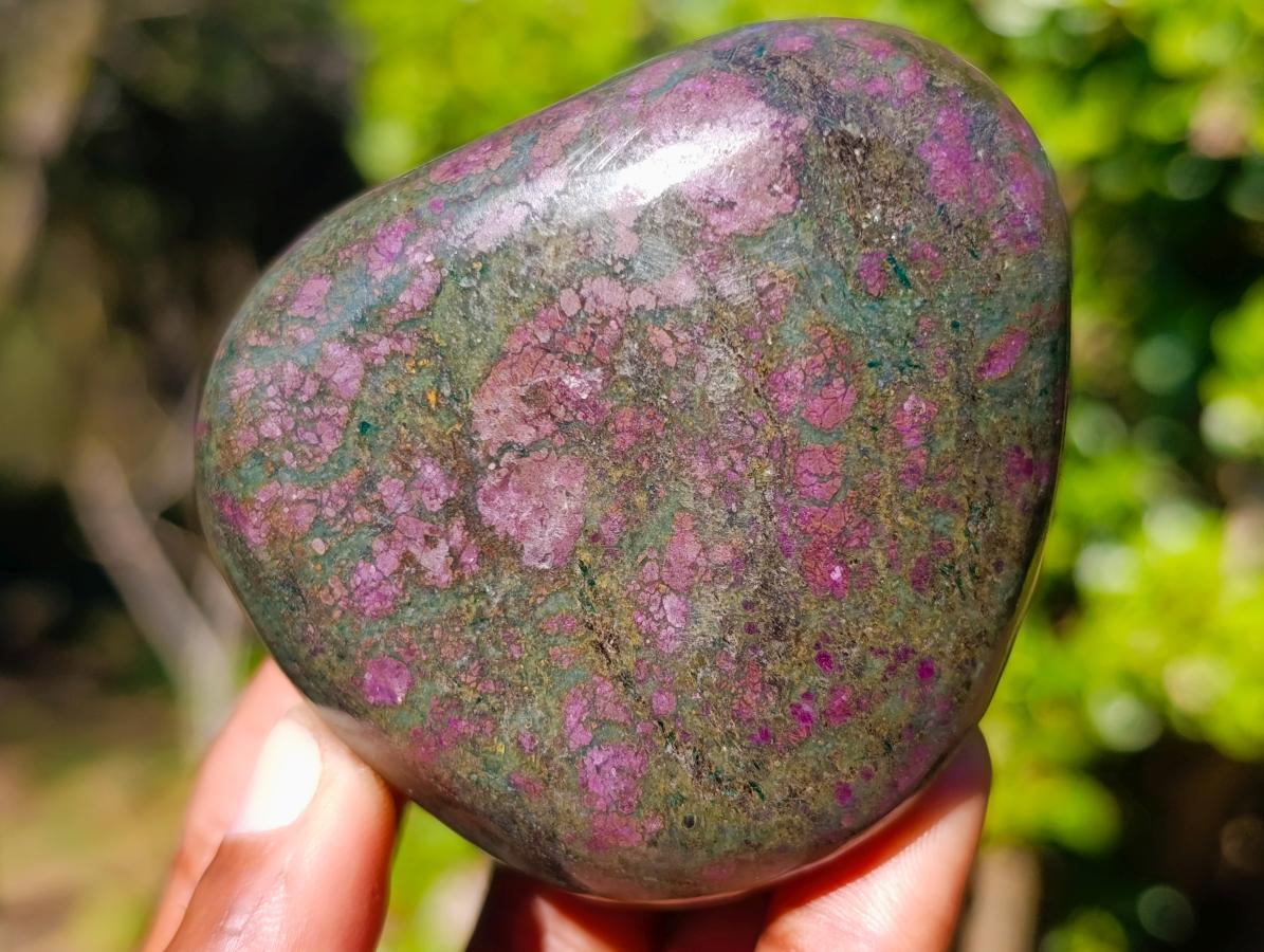 Polished Red Fluorescent Ruby Corundum in Chrome Green Verdite Free Form x 1 From Zimbabwe