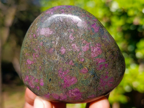 Polished Red Fluorescent Ruby Corundum in Chrome Green Verdite Free Form x 1 From Zimbabwe
