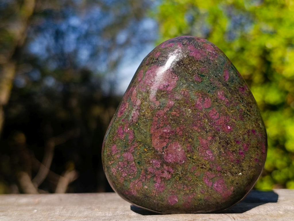 Polished Red Fluorescent Ruby Corundum in Chrome Green Verdite Free Form x 1 From Zimbabwe