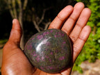 Polished Red Fluorescent Ruby Corundum in Chrome Green Verdite Free Form x 1 From Zimbabwe