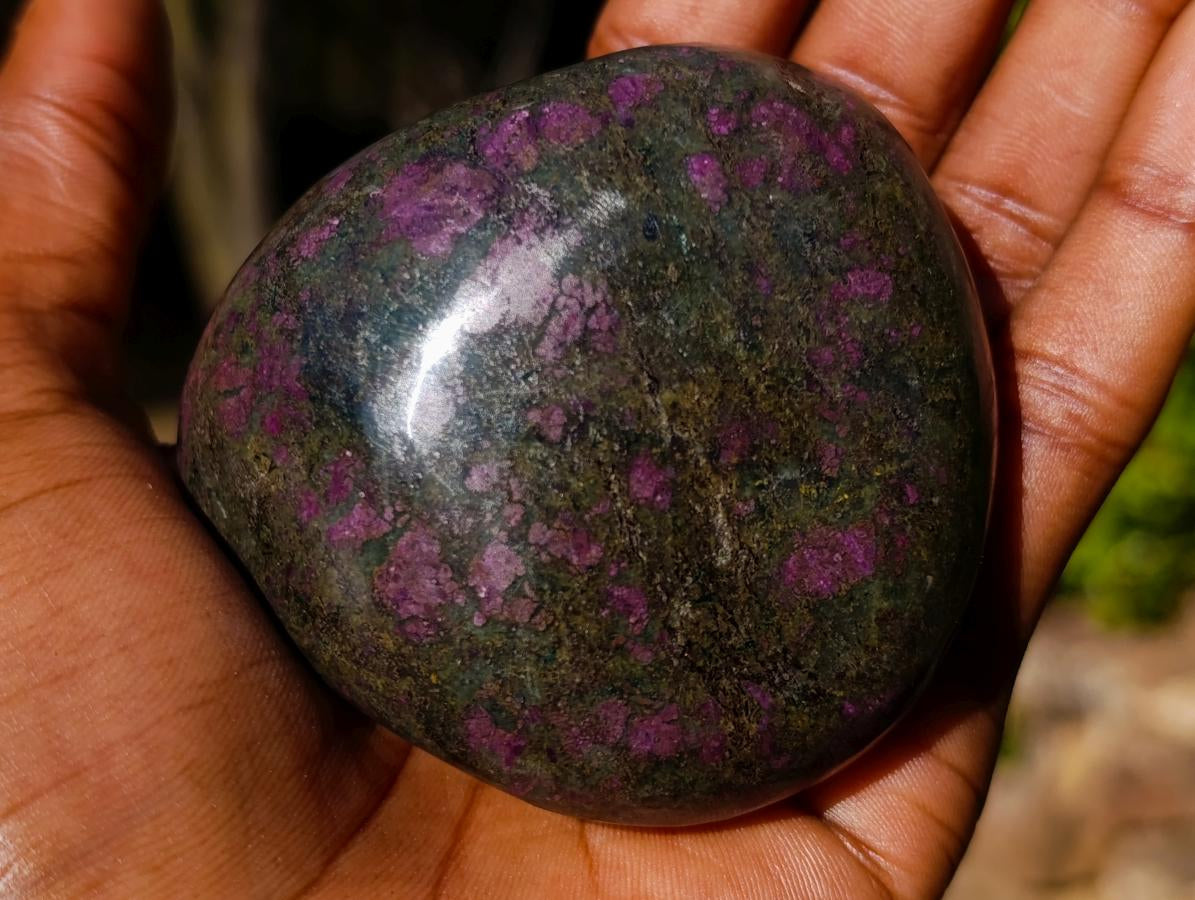 Polished Red Fluorescent Ruby Corundum in Chrome Green Verdite Free Form x 1 From Zimbabwe