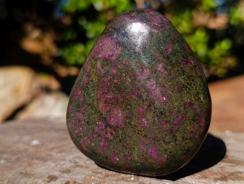 Polished Red Fluorescent Ruby Corundum in Chrome Green Verdite Free Form x 1 From Zimbabwe