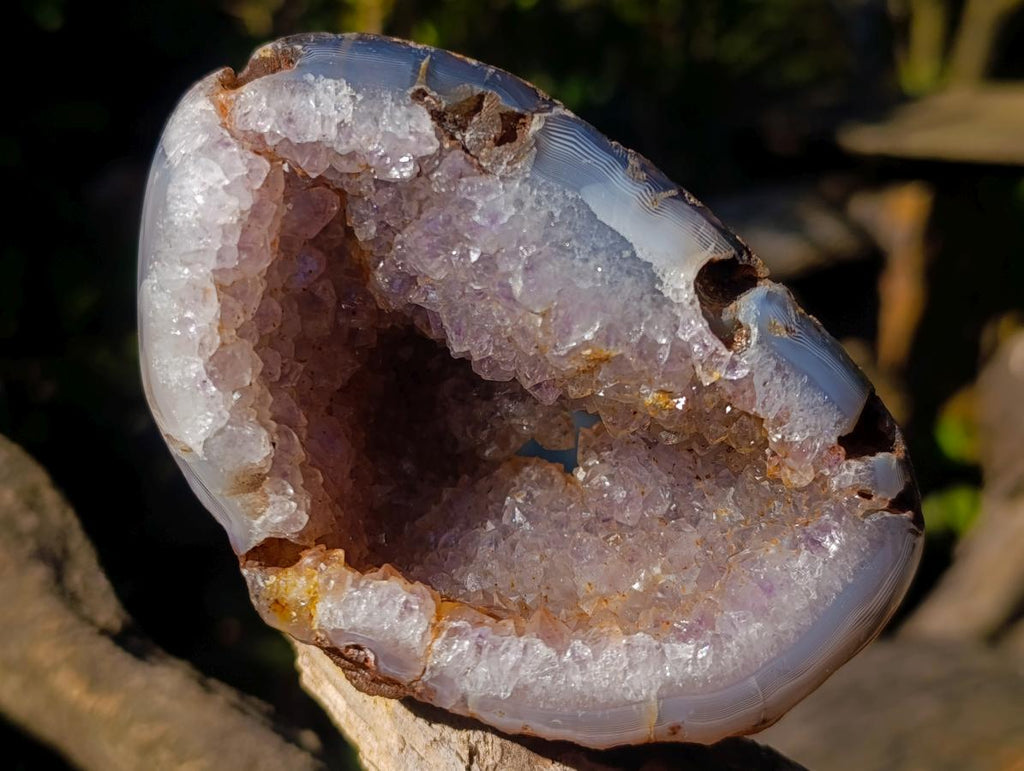 Polished Agate with Crystalline Amethyst Centred Geode x 1 From Maintirano, Madagascar