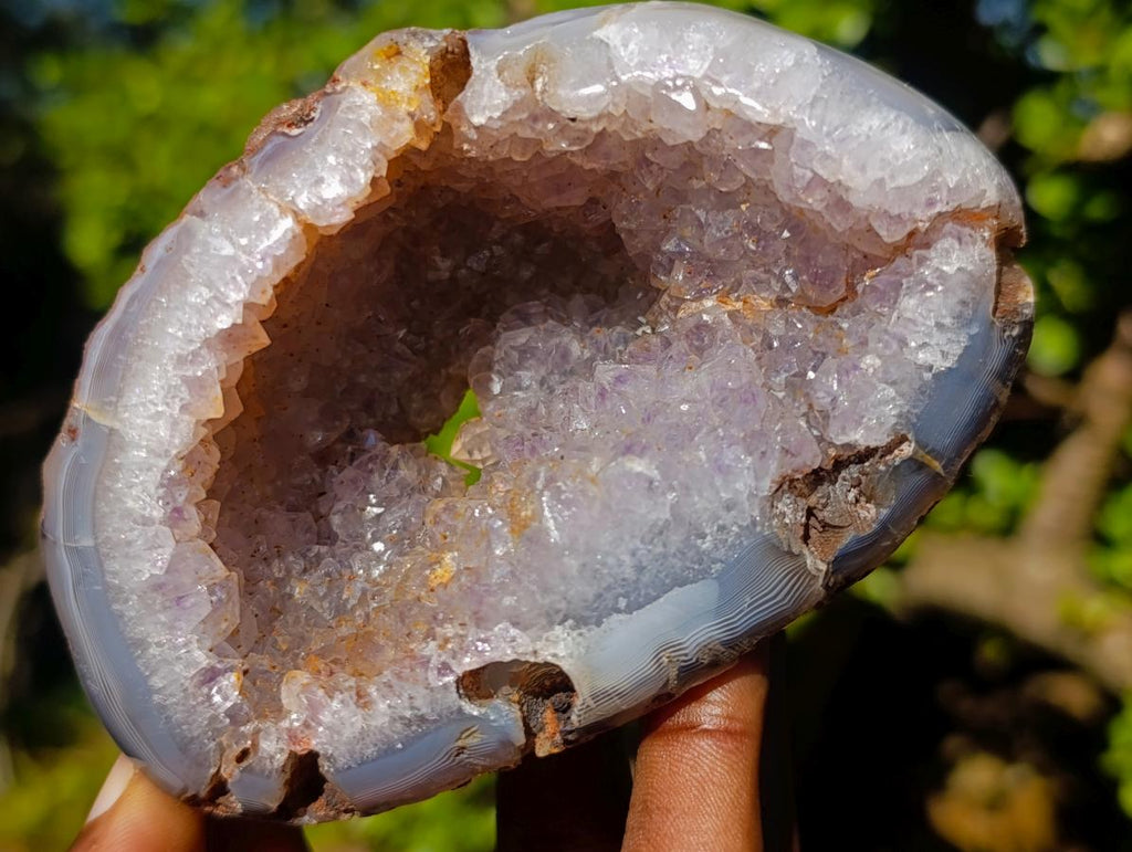 Polished Agate with Crystalline Amethyst Centred Geode x 1 From Maintirano, Madagascar