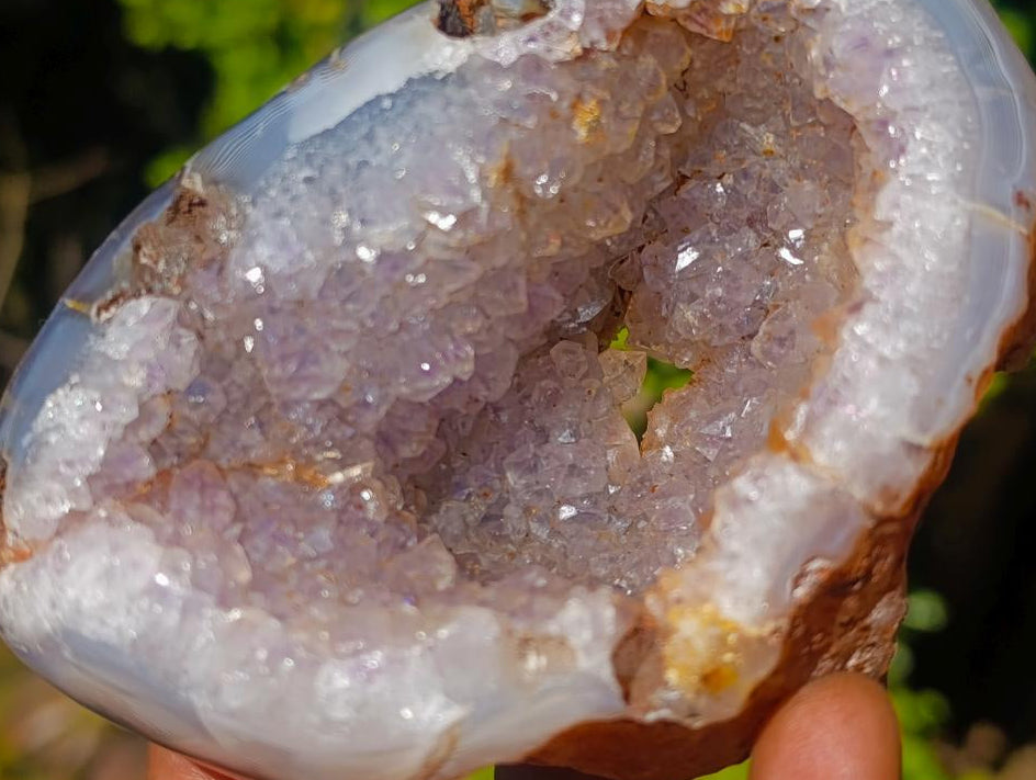 Polished Agate with Crystalline Amethyst Centred Geode x 1 From Maintirano, Madagascar