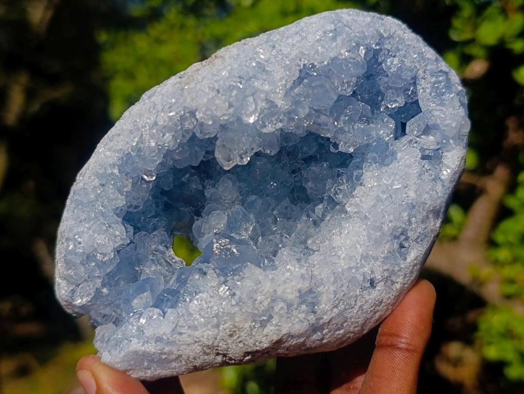 Natural Icy Blue Celestite Geode Specimen x 1 From Sakoany Madagascar