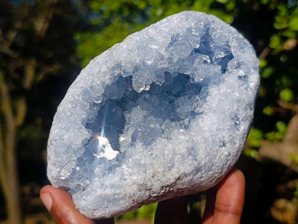 Natural Icy Blue Celestite Geode Specimen x 1 From Sakoany Madagascar