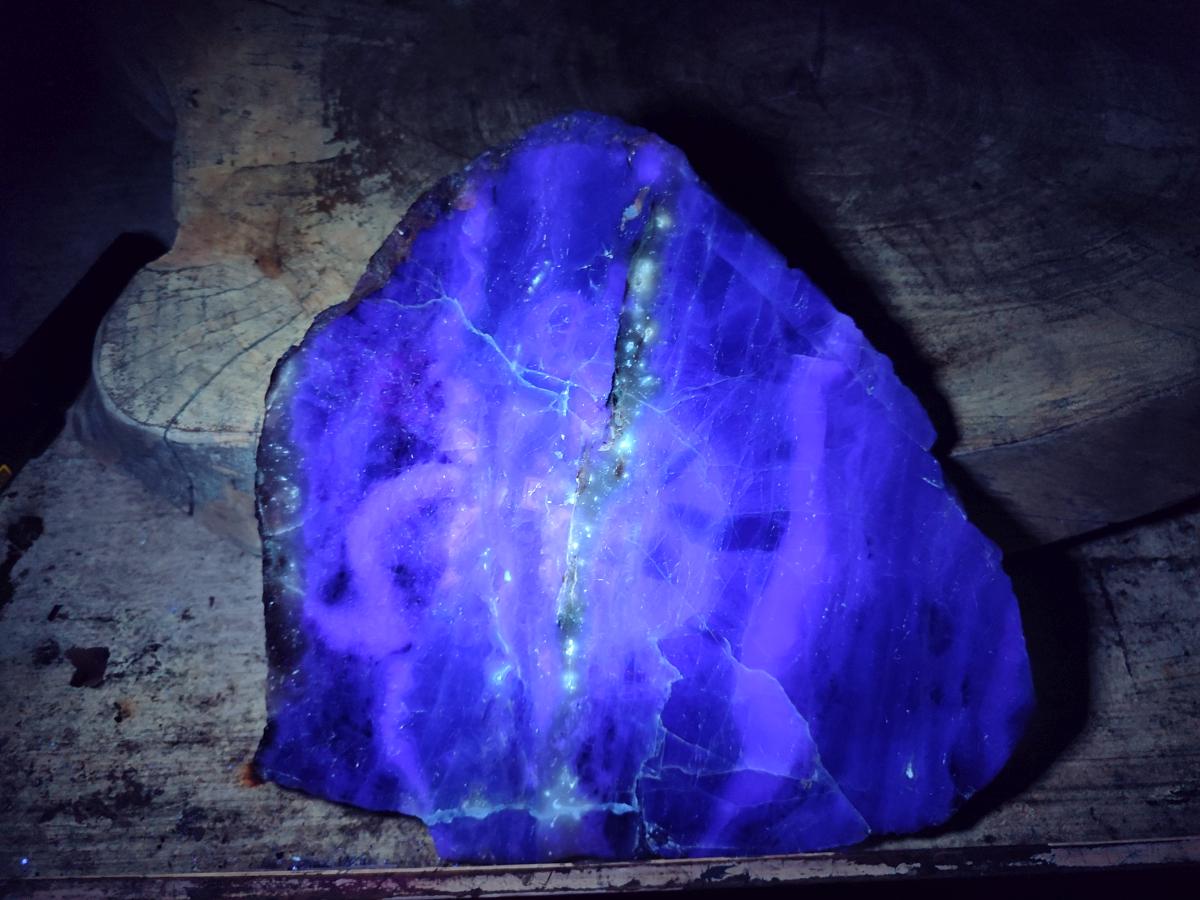 Polished Large Translucent Watermelon Fluorite Slice x 1 From Uis, Namibia