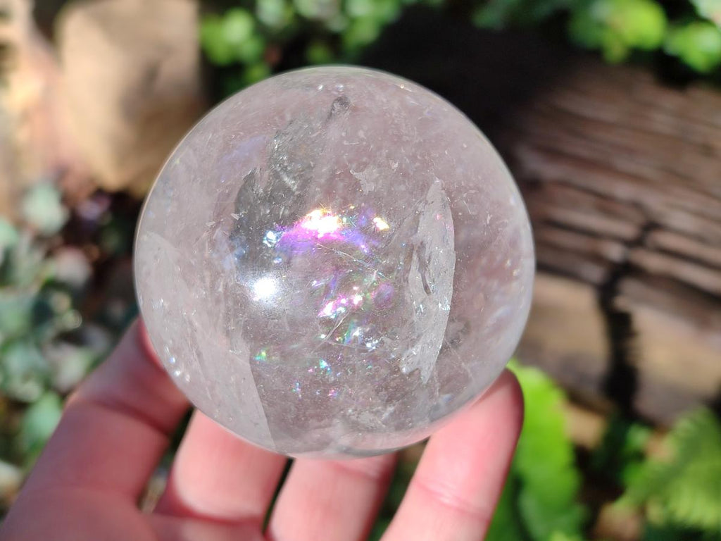 Polished Rainbow Veiled Rock Crystal Ball x 1 From Madagascar