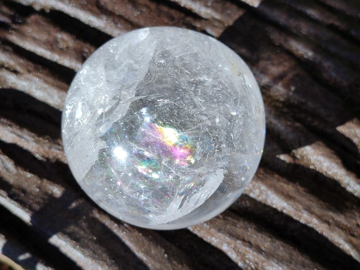 Polished Rainbow Veiled Rock Crystal Ball x 1 From Madagascar