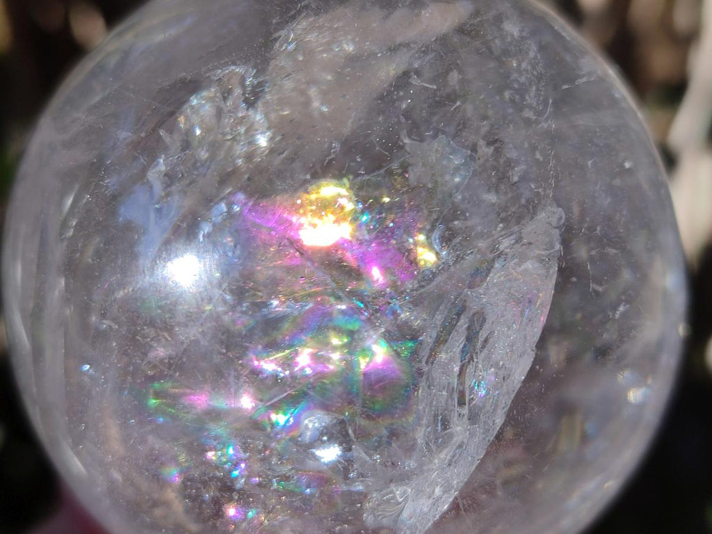 Polished Rainbow Veiled Rock Crystal Ball x 1 From Madagascar