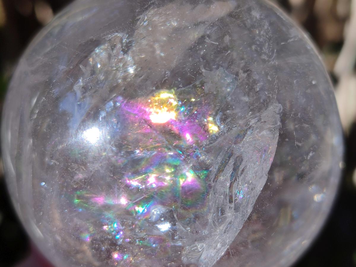 Polished Rainbow Veiled Rock Crystal Ball x 1 From Madagascar