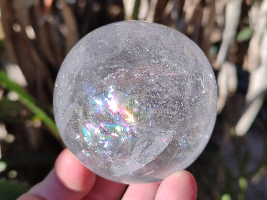 Polished Rainbow Veiled Rock Crystal Ball x 1 From Madagascar