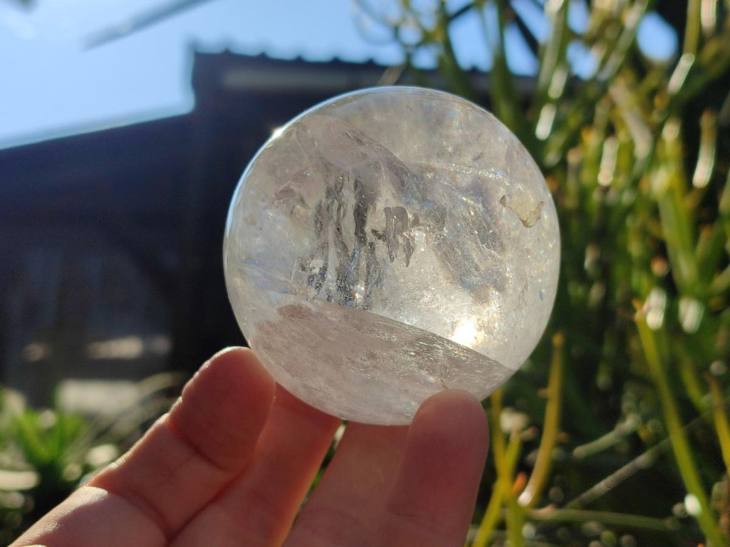 Polished Rainbow Veiled Rock Crystal Ball x 1 From Madagascar