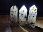 Polished Set of 3 Small Girasol Crystals with Epidote x 1 From Ambatondrazaka, Madagascar