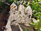 Polished Set of 3 Small Girasol Crystals with Epidote x 1 From Ambatondrazaka, Madagascar
