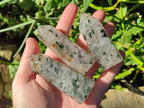 Polished Set of 3 Small Girasol Crystals with Epidote x 1 From Ambatondrazaka, Madagascar