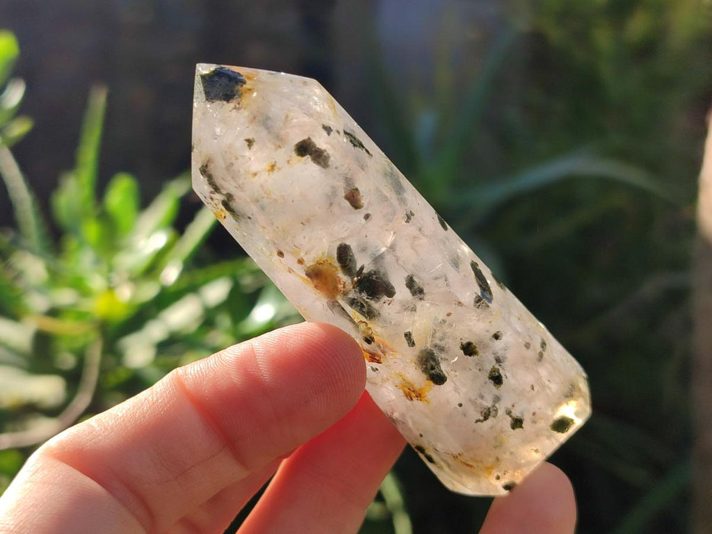 Polished Set of 3 Small Girasol Crystals with Epidote x 1 From Ambatondrazaka, Madagascar