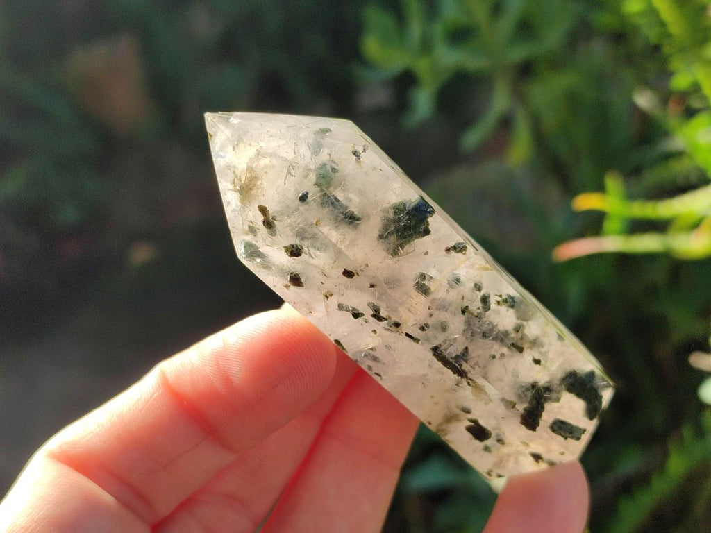 Polished Set of 3 Small Girasol Crystals with Epidote x 1 From Ambatondrazaka, Madagascar