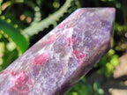 Polished Purple Lepidolite Display Crystal with Pink Rubellite Tourmaline x 1 From Madagascar