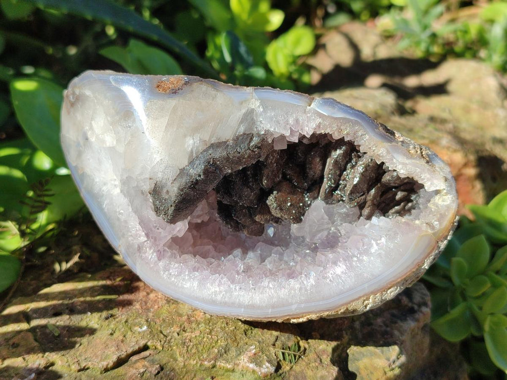 Polished Agate with Crystalline Amethyst Centred Geode x 1 From Maintirano, Madagascar