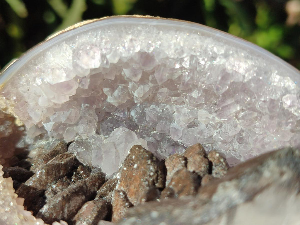 Polished Agate with Crystalline Amethyst Centred Geode x 1 From Maintirano, Madagascar