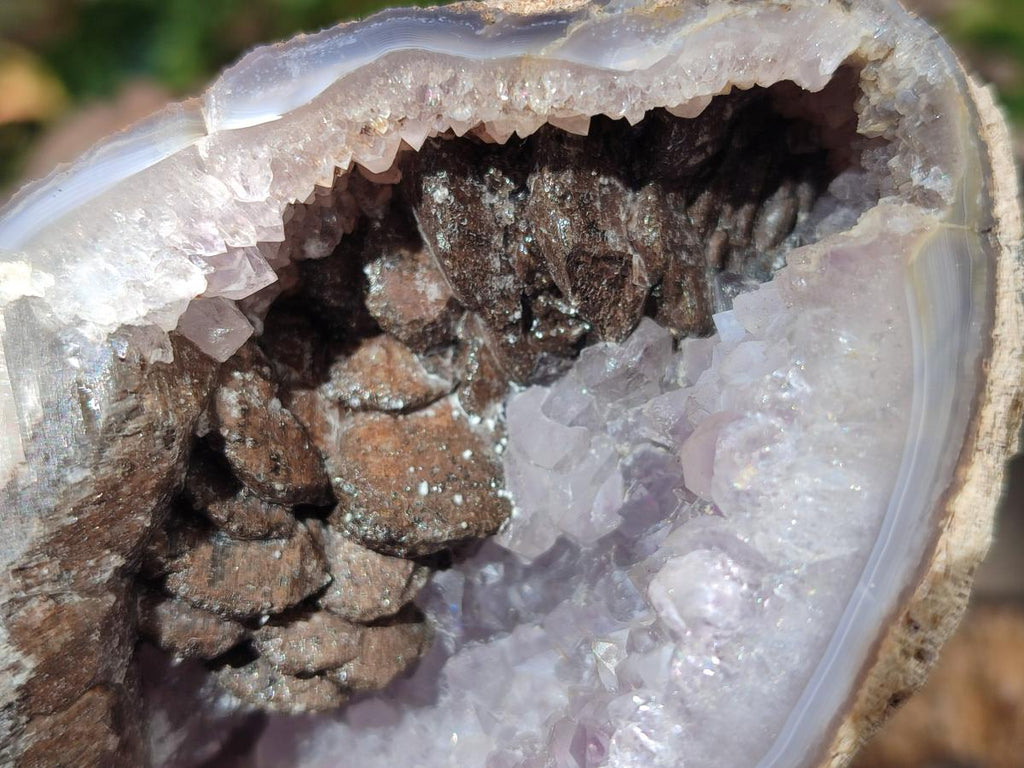 Polished Agate with Crystalline Amethyst Centred Geode x 1 From Maintirano, Madagascar