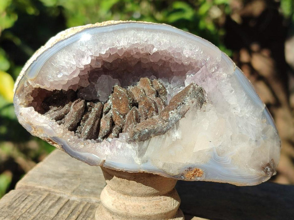 Polished Agate with Crystalline Amethyst Centred Geode x 1 From Maintirano, Madagascar