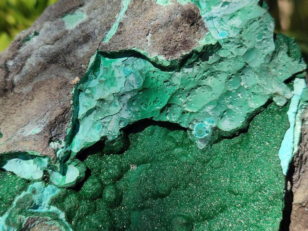 Natural Botryoidal Crystalline Malachite Specimen with Chrysocolla x 1 From Kolwezi, Congo