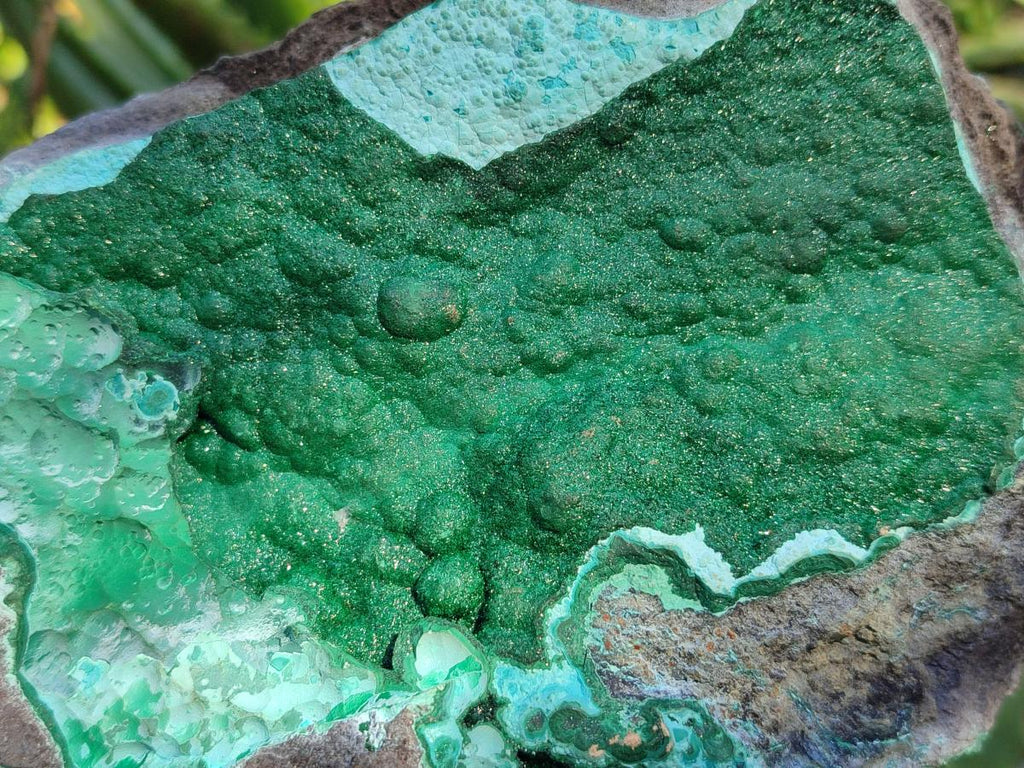 Natural Botryoidal Crystalline Malachite Specimen with Chrysocolla x 1 From Kolwezi, Congo