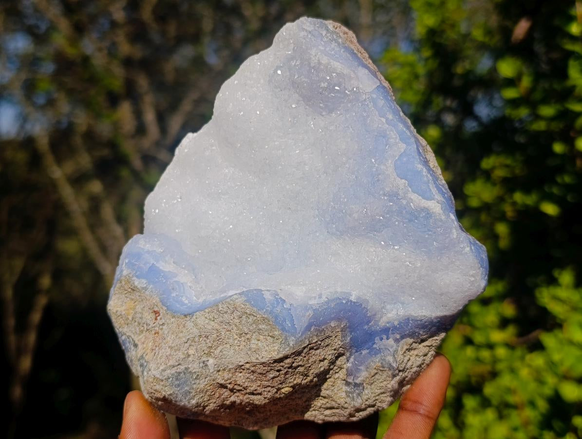 Natural Crystalline Blue Lace Agate Geode Plate Specimen x 1 From Nsanje, Malawi
