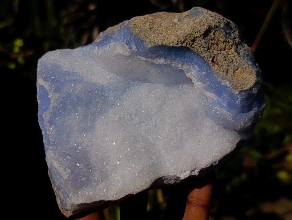Natural Crystalline Blue Lace Agate Geode Plate Specimen x 1 From Nsanje, Malawi