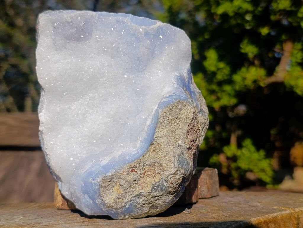 Natural Crystalline Blue Lace Agate Geode Plate Specimen x 1 From Nsanje, Malawi