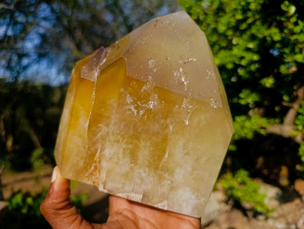 Polished Large Golden Citrine Twin Crystal x 1 From Anjozorobe Madagascar